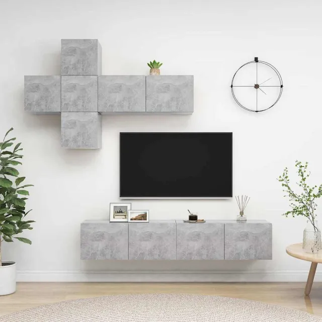 vidaXL 7-delige Tv-meubelset bewerkt hout betongrijs grijs, foto 2