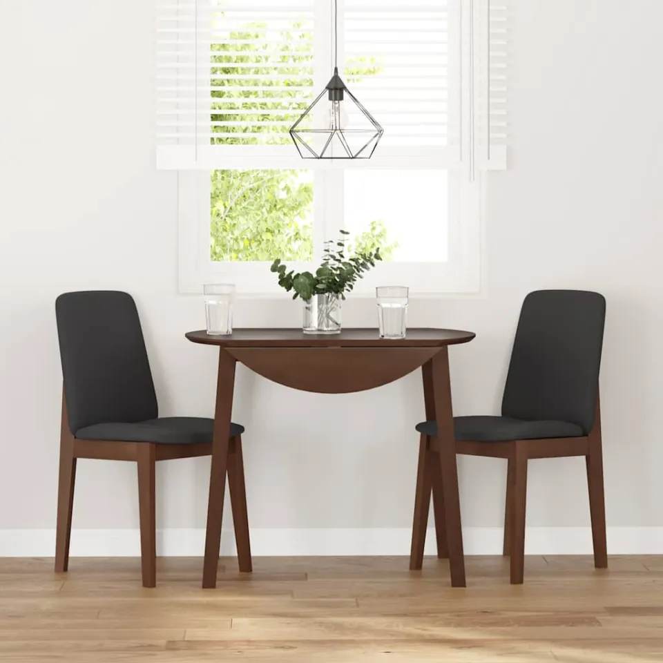 vidaXL Eetkamerstoelen met kussens 2 st massief hout rubber bruin, foto 3