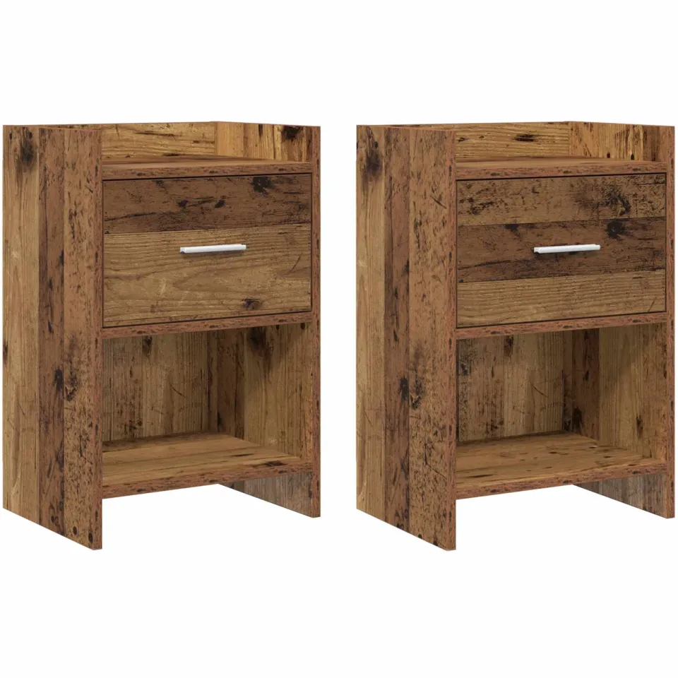 vidaXL Nachtkastjes 2 st Oud hout 40 x 30 x 60 cm Bewerkt hout bruin, foto 3