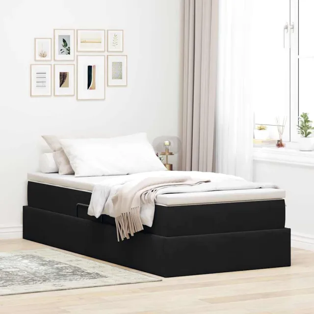 vidaXL Opbergbed met matras met opslag Zwart 100 x 200 cm Fluweel