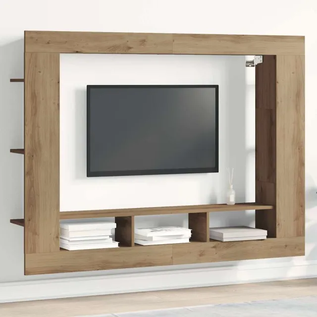 vidaXL TV-kast 152 x 22 x 113 cm artisanaal eikenkleurig Bewerkt hout, foto 2