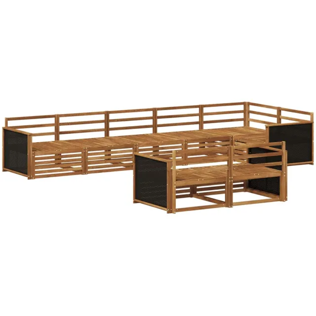 vidaXL Buiten - bank - set - 8 - st - 8-zits - Naturel - Massief - Acacia - Hout