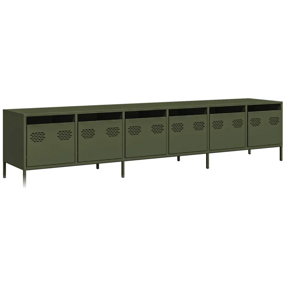 vidaXL Tv-meubel 202x39x43,5 cm koudgewalst staal olijfgroen