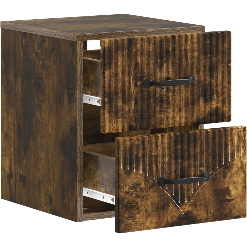 vidaXL Wandbeugel Bedkast Gerookt eiken 34,5 x 33 x 40 cm Bewerkt hout, foto 3