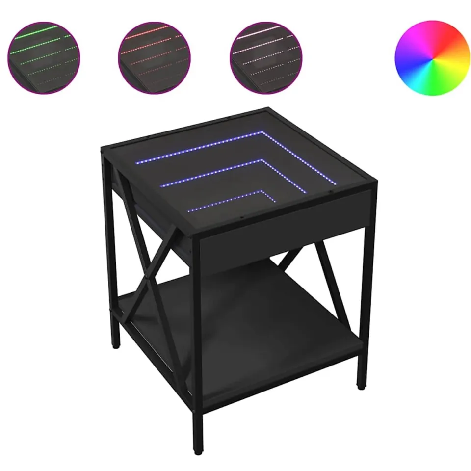 vidaXL Salontafel met Infinity LED 40x40x49 cm zwart, foto 3