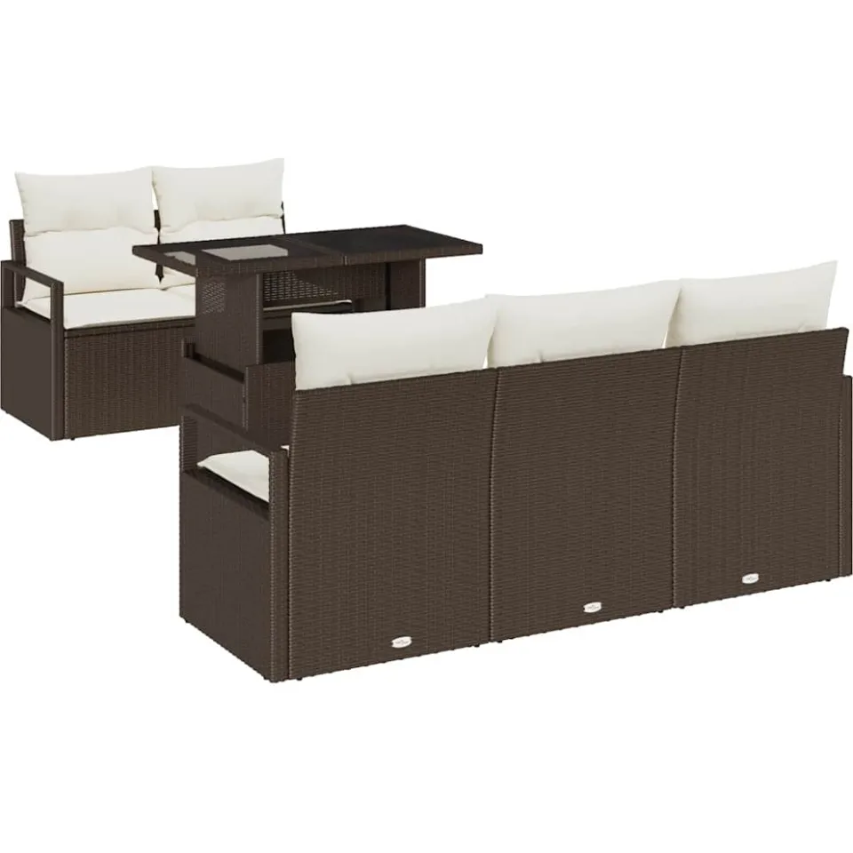 vidaXL Tuin Sofa Set 6 st Bruin Poly riet, foto 4