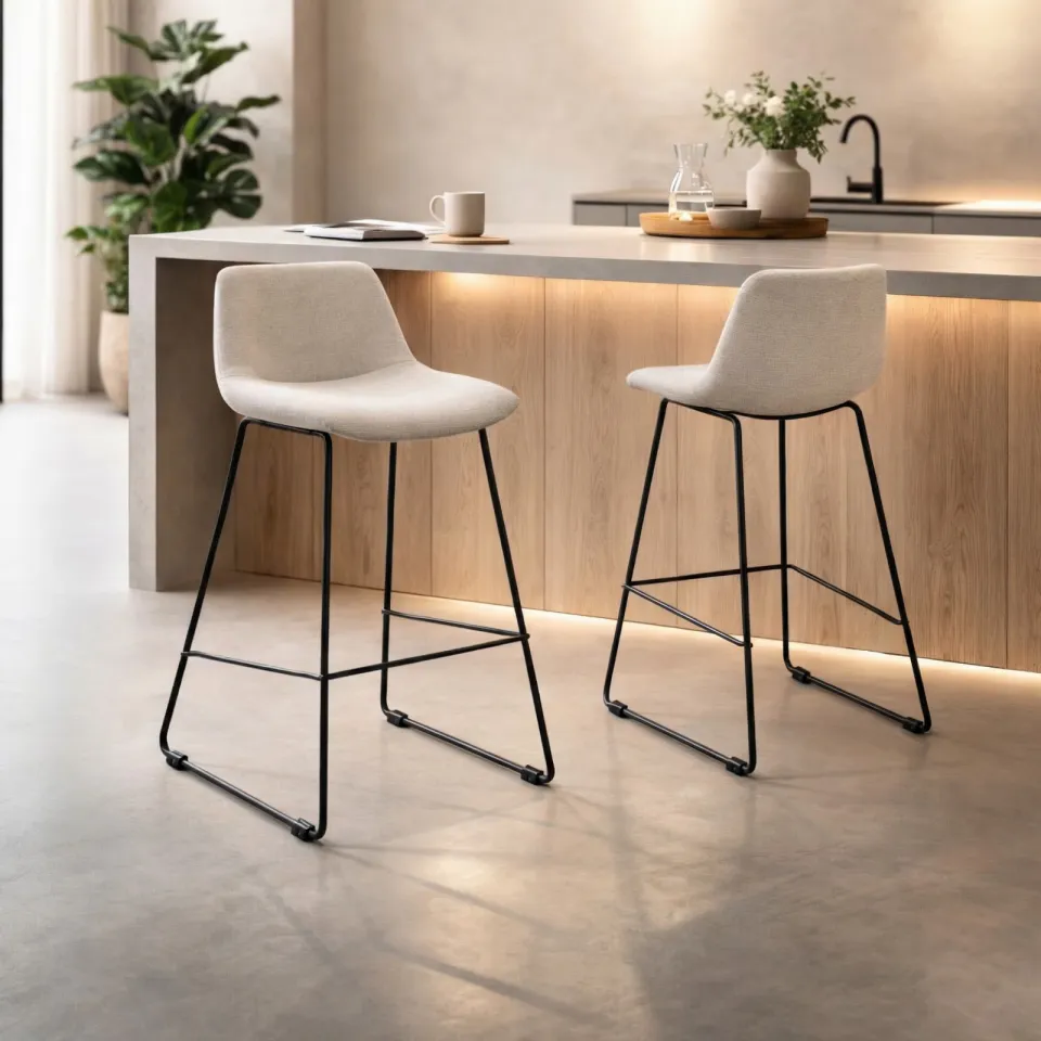 Nolon Nino-Mats barkruk cottonbeige - zwart onderstel - 65 cm, foto 2