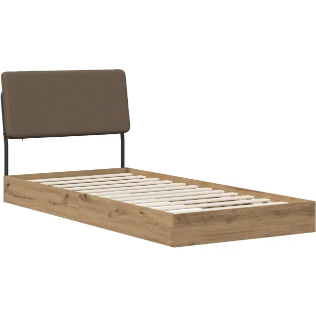 vidaXL Eenpersoonsbed met hoofdbord Artisanaal eiken 75 x 190 cm Bruin