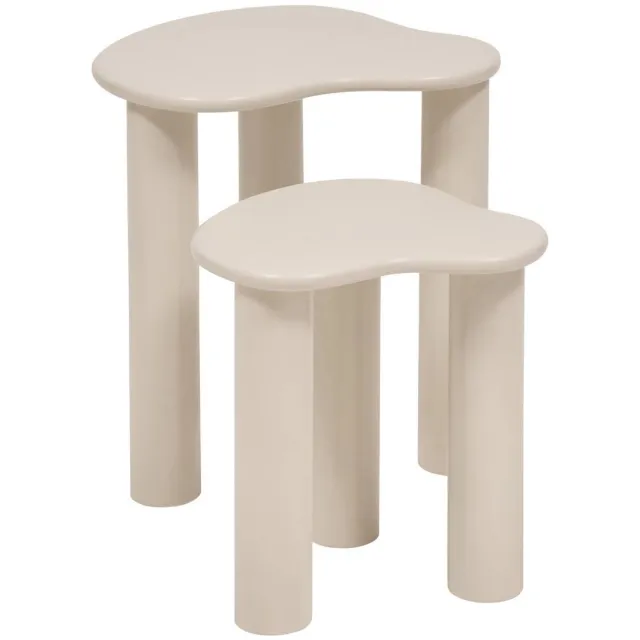 Atmosphera Oloa Salontafel - Set van 2 stuks - 45x45xH51cm - Beige