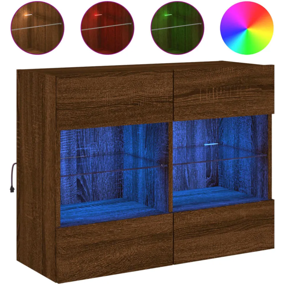 vidaXL Tv-wandmeubel met LED 78,5x30x60,5 cm bruin eikenkleur, foto 3
