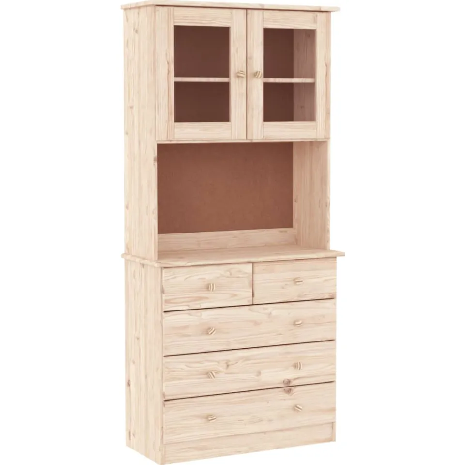 vidaXL Hoge kast ALTA 77x35x165 cm massief grenenhout bruin, foto 3