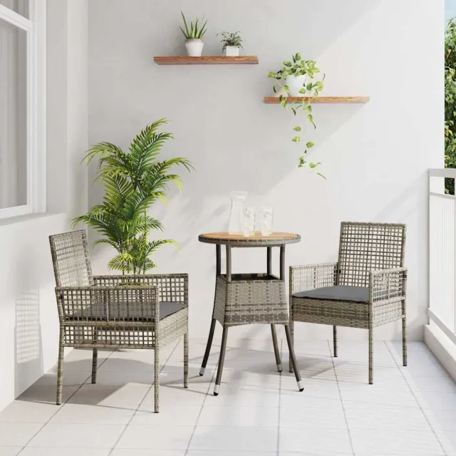 vidaXL Tuin eettafelset 3 st Grijs poly rattan, foto 2