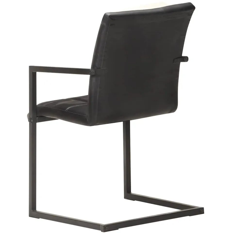 vidaXL Eetkamerstoelen 4 st echt leer zwart, foto 3