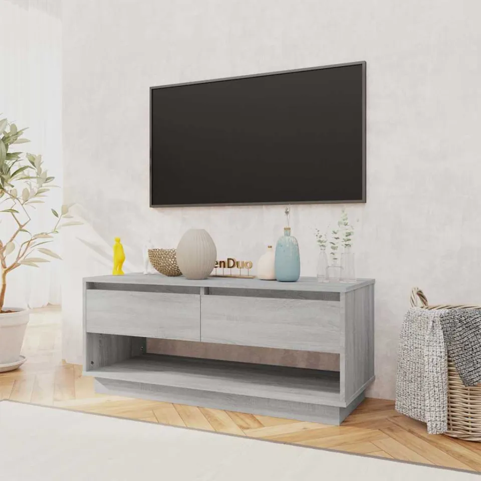 vidaXL Tv-meubel 102x41x44 cm bewerkt hout grijs sonoma eikenkleurig, foto 3