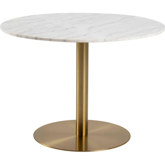 Giga Living Eettafel Menno Marmer Wit Ø105cm Gouden Onderstel - Giga Living