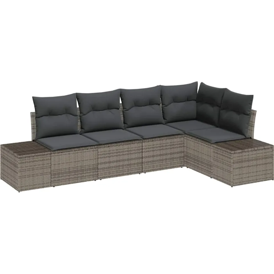 vidaXL Tuinbankenset 5 st Grijs poly rattan