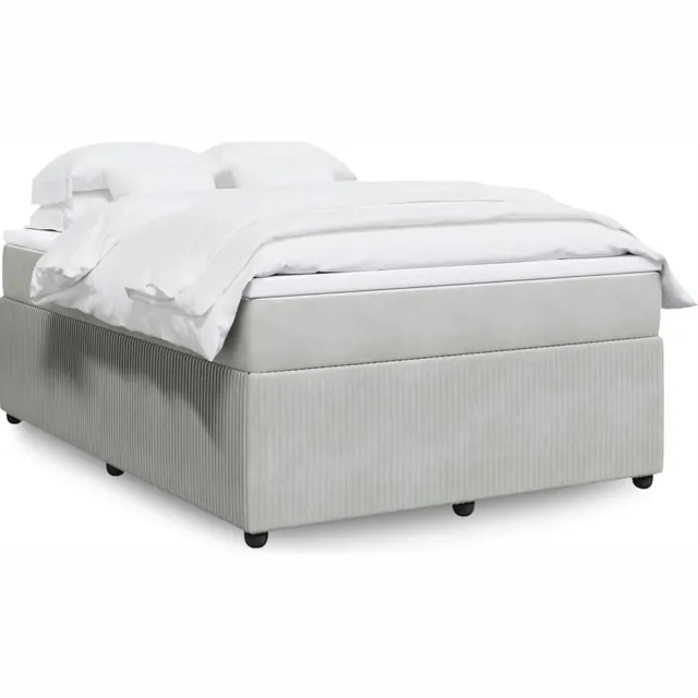 vidaXL Boxspring met matras fluweel lichtgrijs 140x200 cm grijs