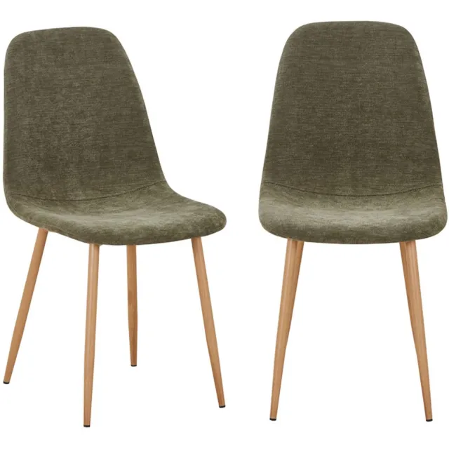 sweeek Set van 2 stoelen houtdecor en stof - vera kaki