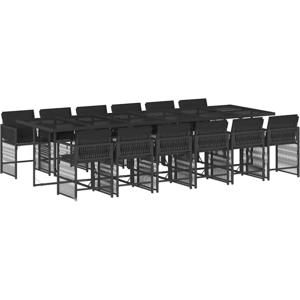 vidaXL 13-delige Tuinset met kussens poly rattan zwart, foto 3