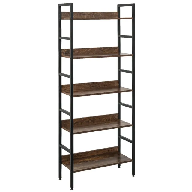 Happyment Boekenkast Oda - Industrieel - 5 Lagen - Bruin/Grijs - Hout Look - Boekenrek - Woonkamer, slaapkamer en kinderkamer - Hout/Metaal - 60 x 27.5 x 160 cm