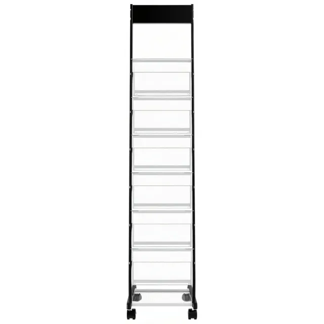 Vevor Brochurestandaard, Tijdschriftenstandaard Met 6 Compartimenten, Rollende Brochurestandaard, Catalogushouder, Kantelstandaard, Metalen Boekenstandaard, Vloerstandaard voor Beurzen, Kantoorbeurzen, Tentoonstellingen zwart