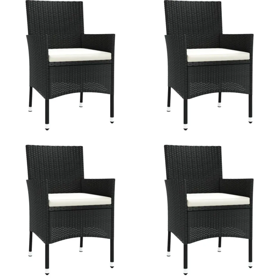 vidaXL 5-delige Bistroset met kussens poly rattan zwart, foto 4
