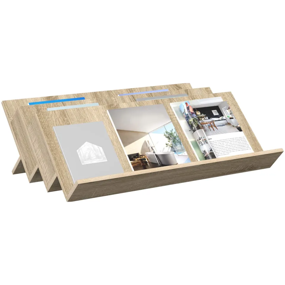 vidaXL Tijdschrift Rek Sonoma Eiken 90 x 53 x 28,5 cm Bewerkt hout Bruin