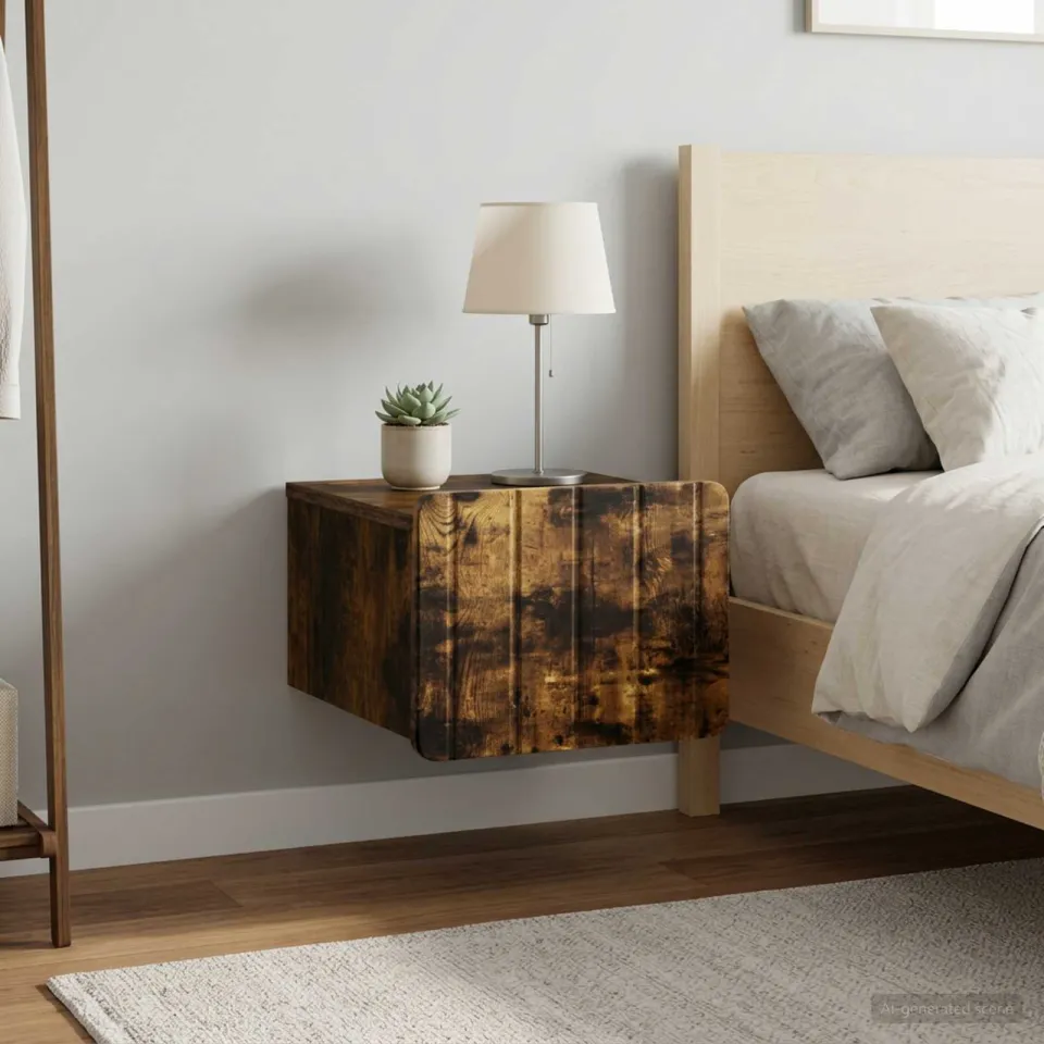 vidaXL Wandbeugel Bedkast 2 st Gerookt eiken 33 x 34,5 x 24 cm, foto 4