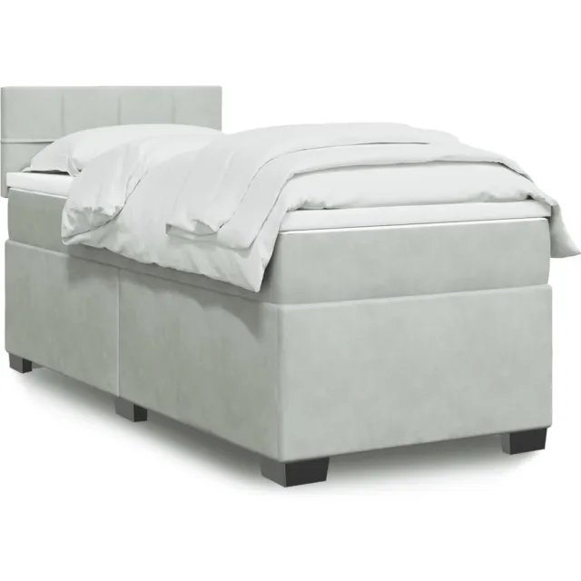 vidaXL Boxspring met matras fluweel lichtgrijs 80x200 cm grijs