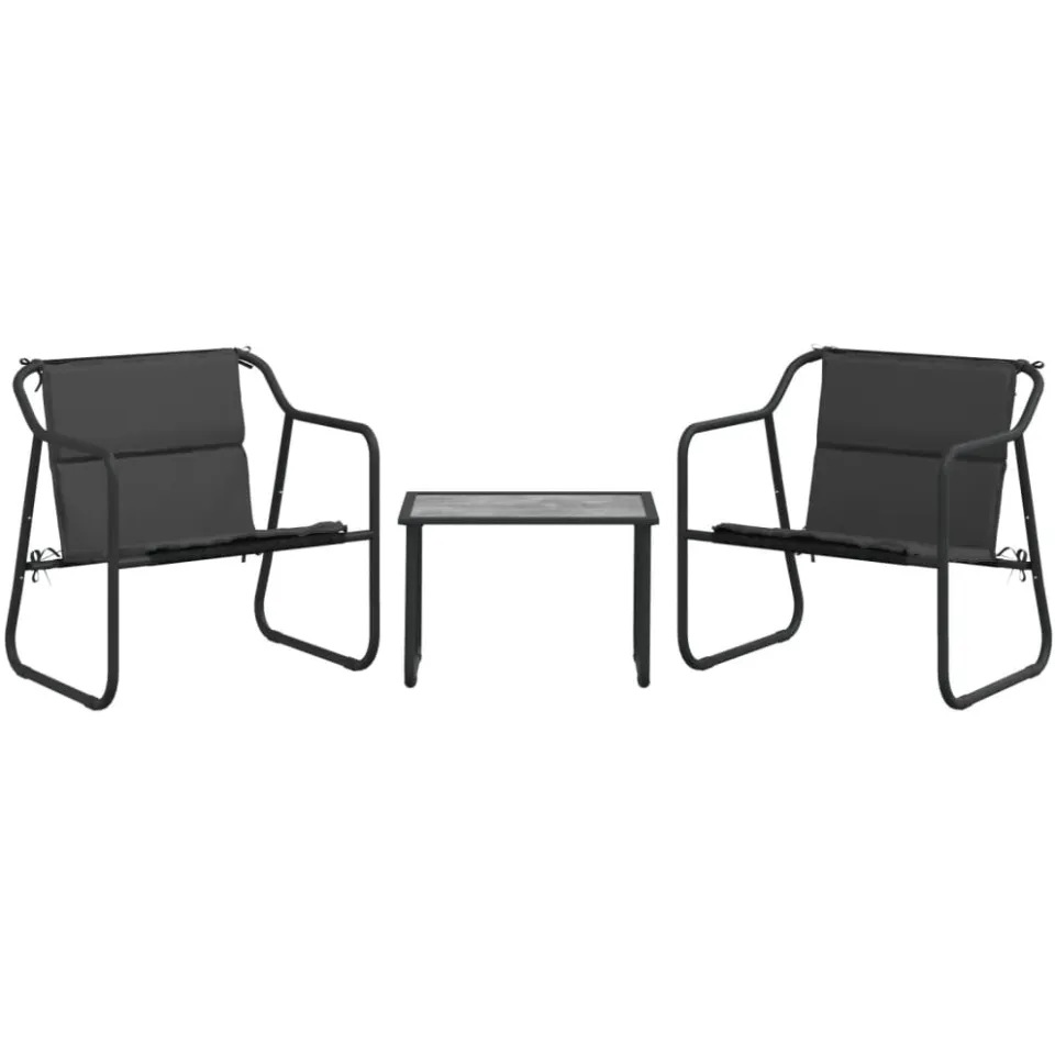 vidaXL 3-delige Loungeset met kussens staal antracietkleurig Anthraciet