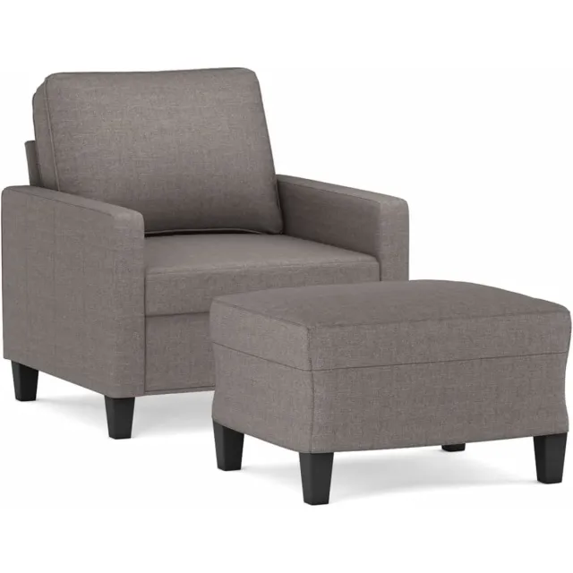 vidaXL Fauteuil - met - voetenbank - 60 - cm - stof - taupe