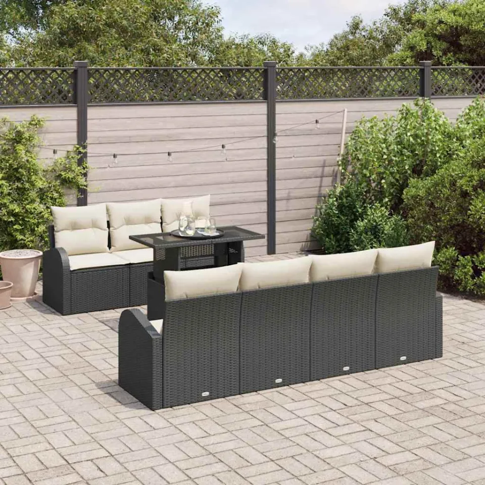 vidaXL Tuin Sofa Set 8 st Zwart Poly riet, foto 3