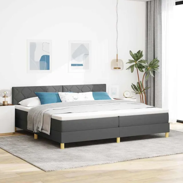 vidaXL LED Box Spring Bed met hoofdeinde Donkergrijs 200 x 200 cm Stof