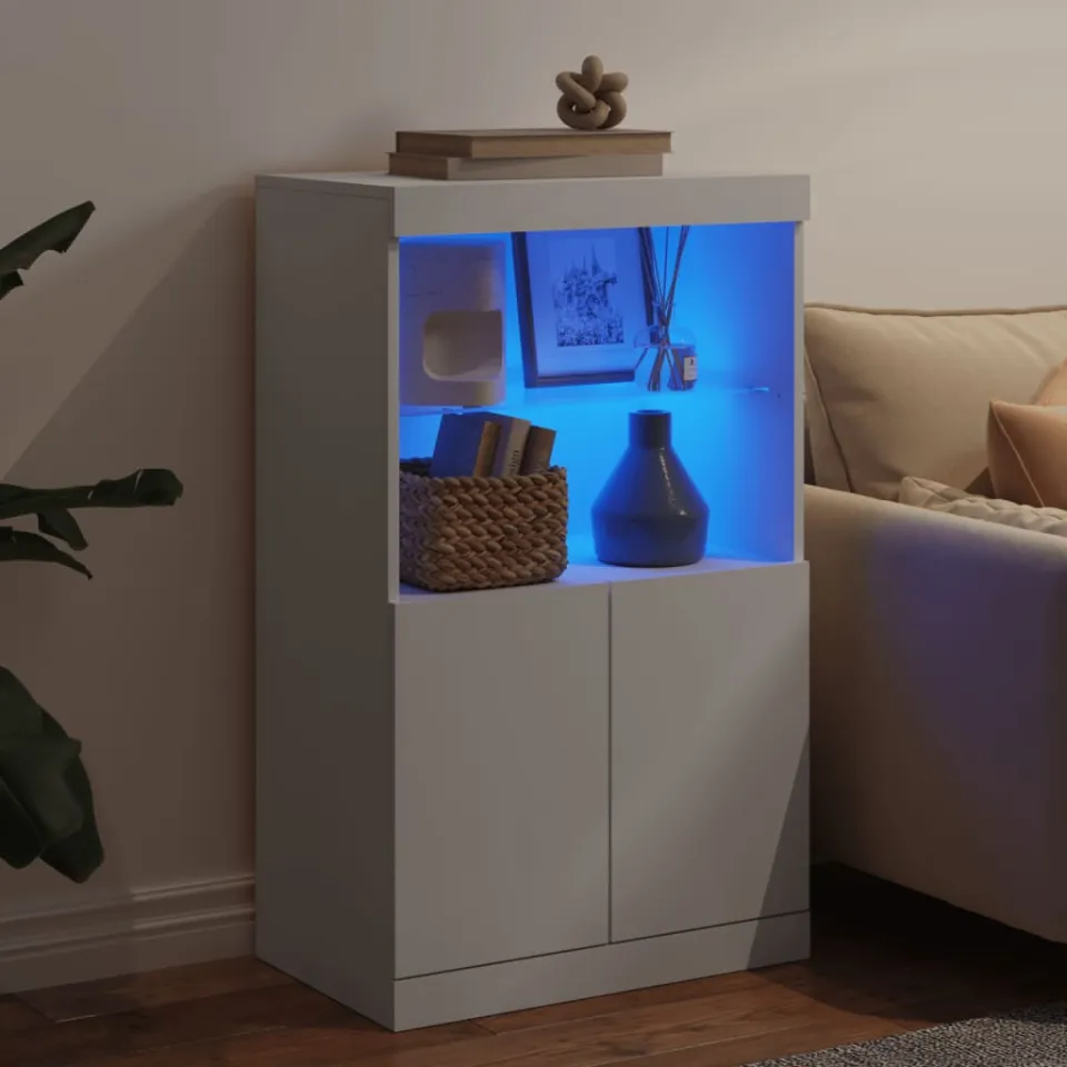 vidaXL Dressoir met LED-verlichting 60,5x37x100 cm wit, foto 2