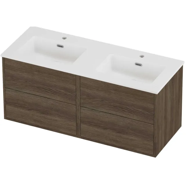 Proline Tribute Badmeubelset Porselein Elegant Symmetrisch 120x46x54 cm Mat White Vital Oak Eiken