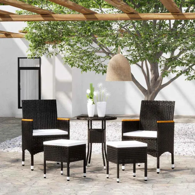 vidaXL 5-delige Loungeset poly rattan zwart, foto 2
