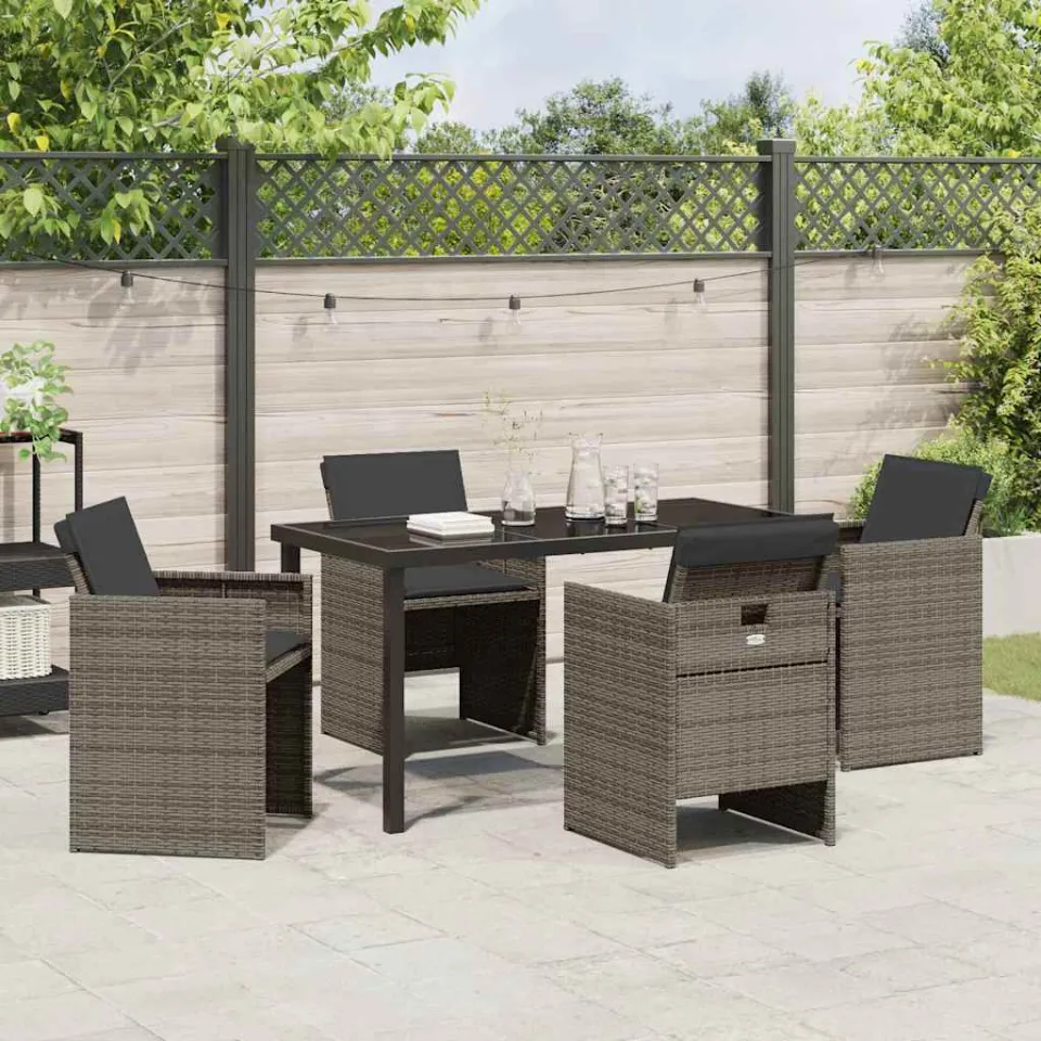 vidaXL Tuin eettafelset 5 st Grijs poly rattan, foto 3