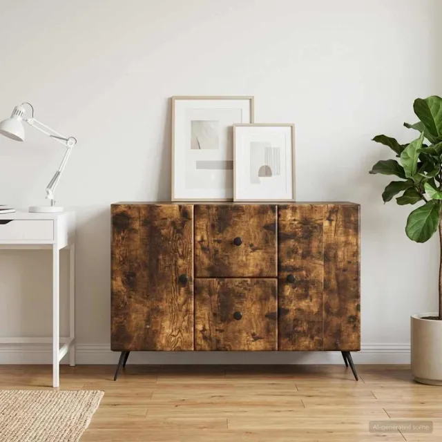 vidaXL Dressoir met lade Gerookt eiken 89 x 34,5 x 60 cm Bewerkt hout Bruin