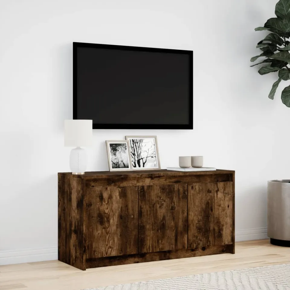 vidaXL Tv-meubel met LED 100x34x50 cm bewerkt hout gerookt eikenkleur, foto 2
