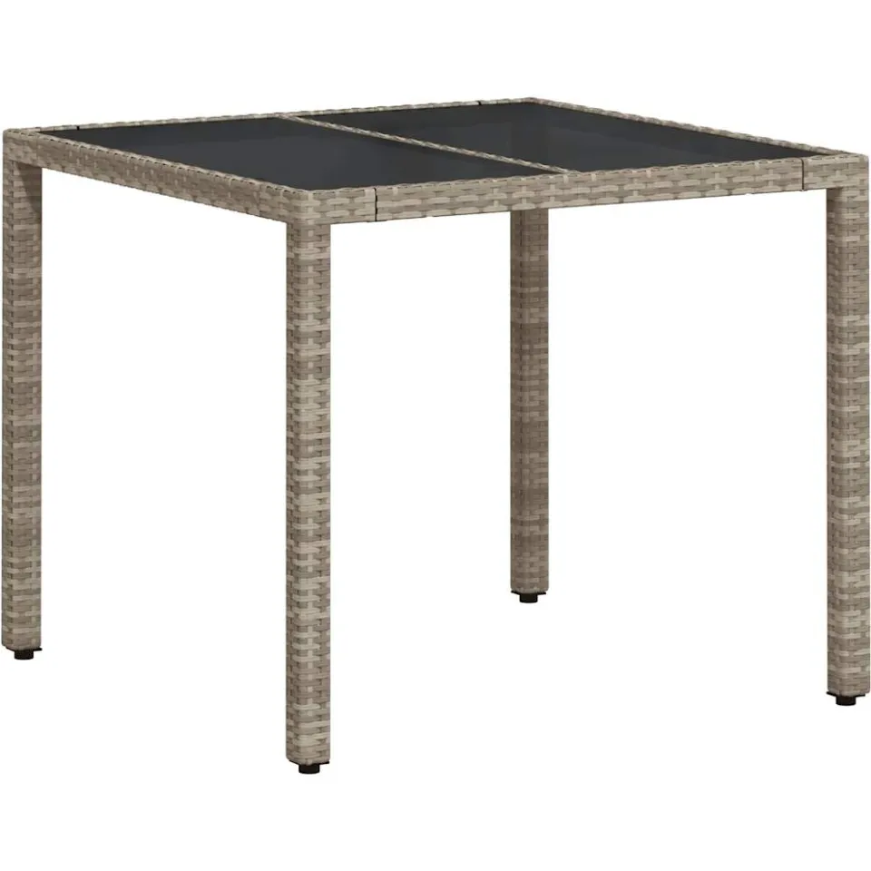 vidaXL 3-delige Tuinset met kussens poly rattan en glas grijs, foto 4