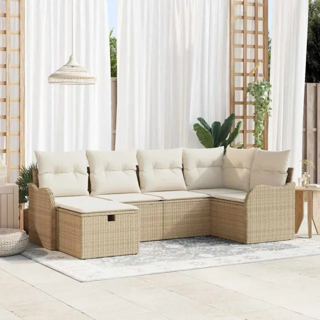 vidaXL Tuin Sofa Set 6 st Poly riet Lichtgrijs