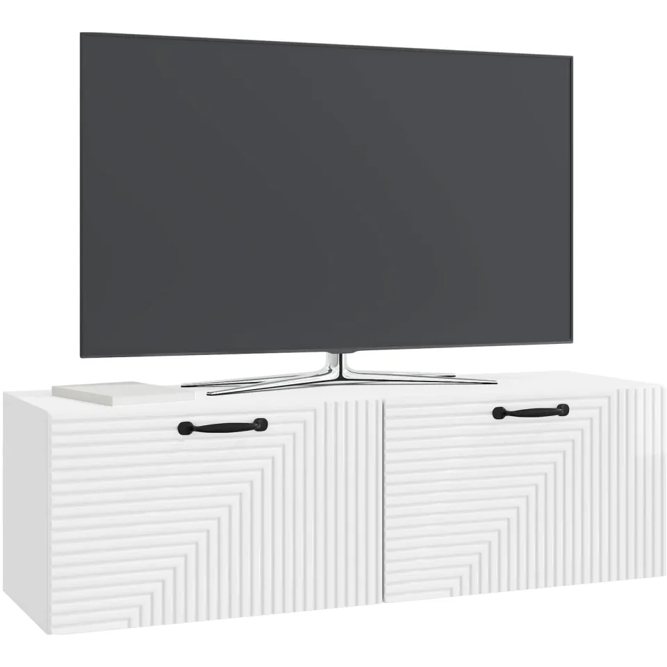 vidaXL Wandbeugel TV-kast Hoogglans Wit 98 x 31 x 30 cm Bewerkt hout