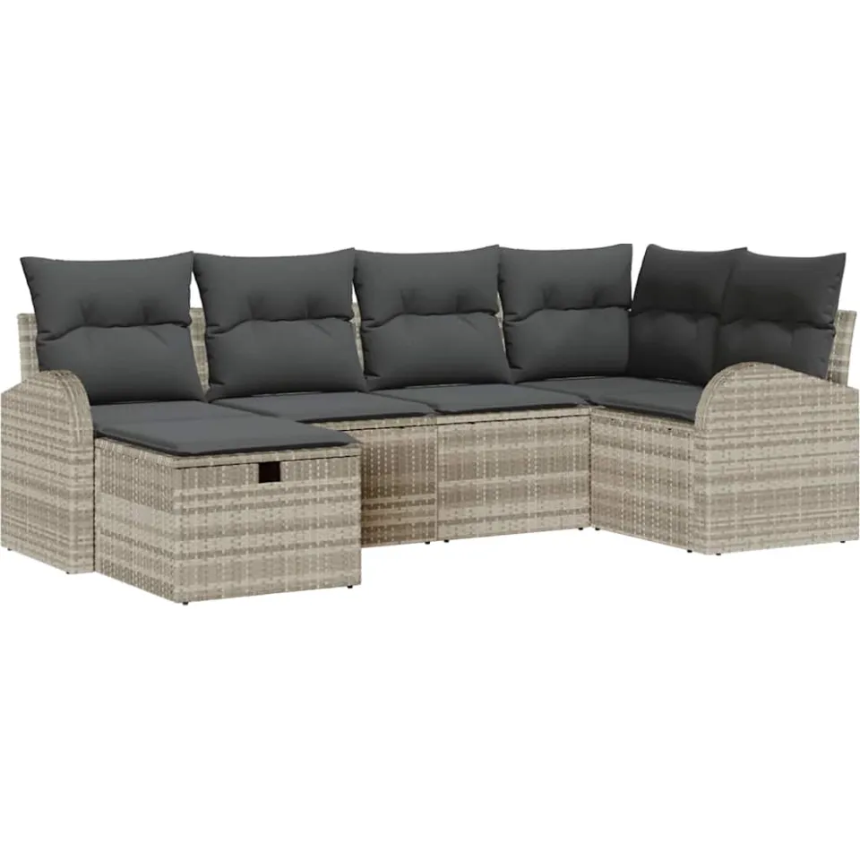 vidaXL Tuin Sofa Set 6 st Lichtgrijs poly rattan