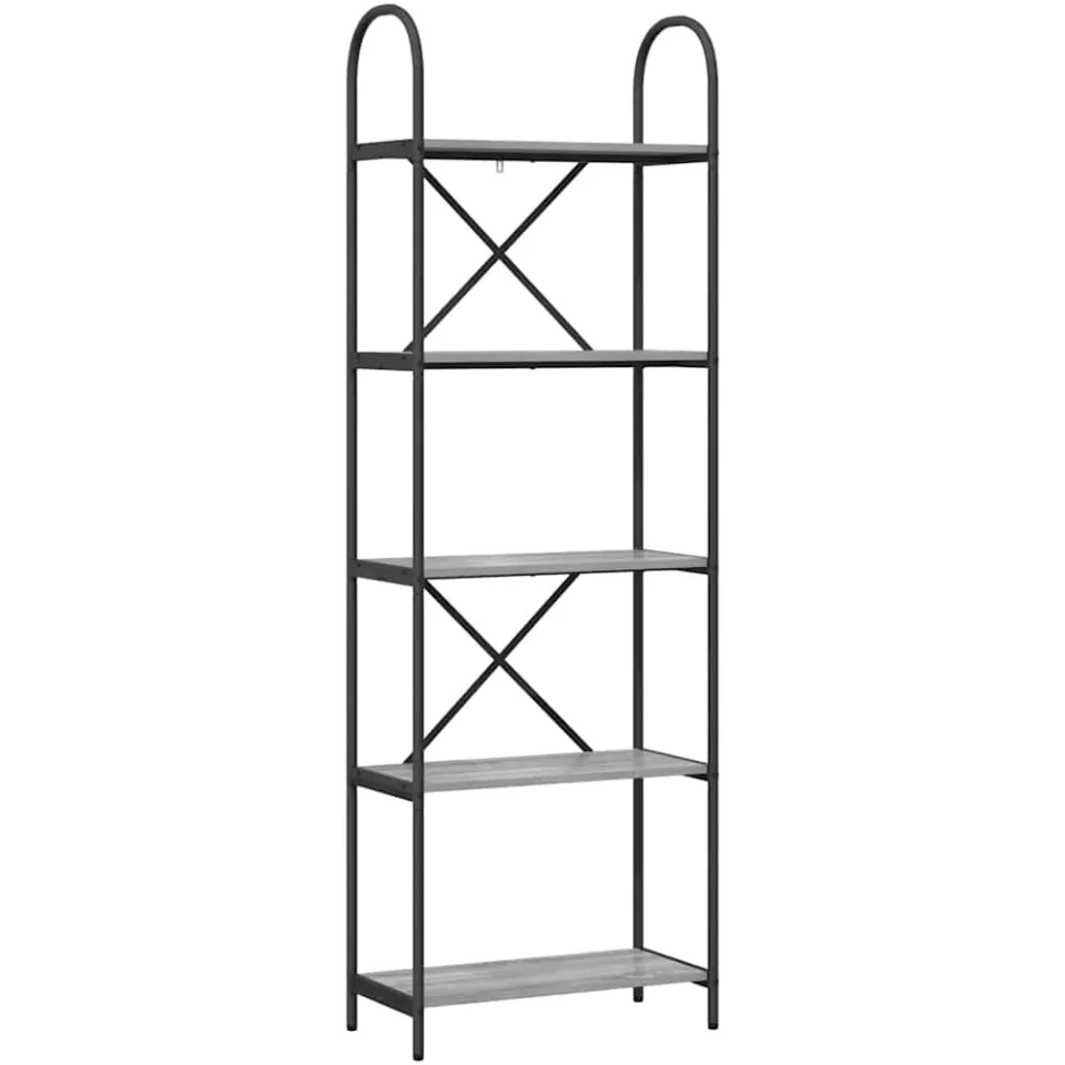 vidaXL Boekenkast 5-laags 60 x 30 x 183 cm Bewerkt hout Grijs Sonoma