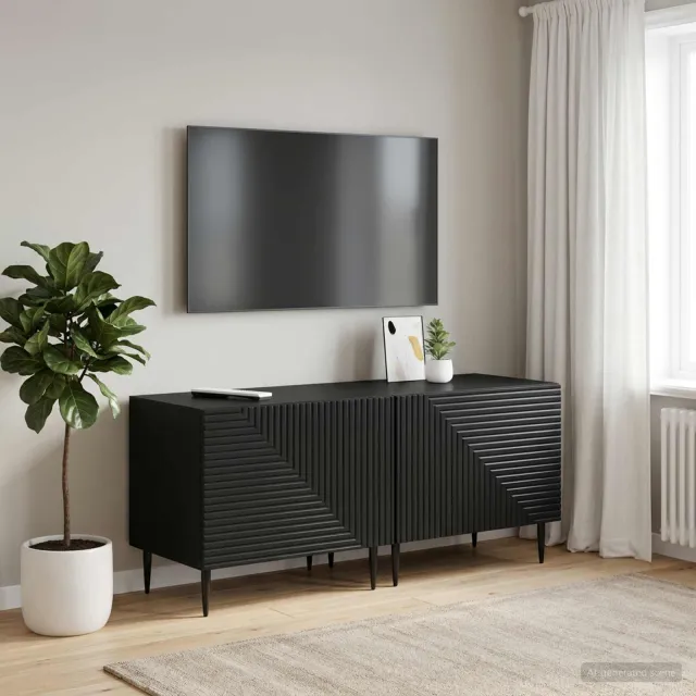 vidaXL Tv-meubel Zwart Bewerkt hout