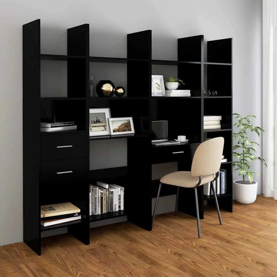 vidaXL Boekenkast 60x35x180 cm bewerkt hout zwart, foto 3