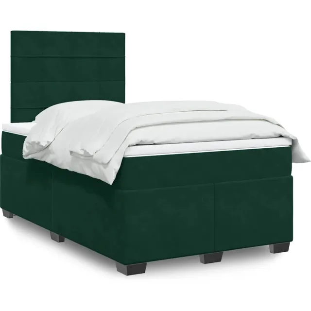 vidaXL Boxspring met matras fluweel donkergroen 120x190 cm groen