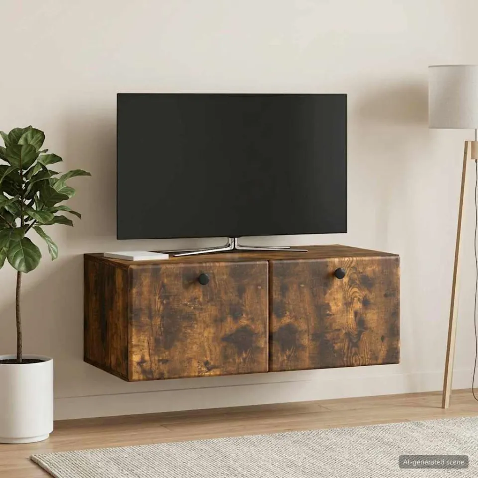vidaXL Wandbeugel TV-kast 78,5 x 41 x 30 cm Gerookt eiken Bewerkt hout, foto 4