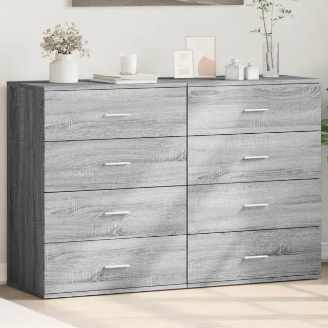 vidaXL Dressoirs 2 st 60x39x80 cm bewerkt hout grijs sonoma