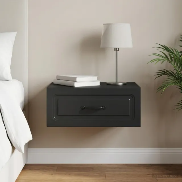 vidaXL Wandbeugel Bedkast Zwart 49 x 34,5 x 20 cm Bewerkt hout, foto 2